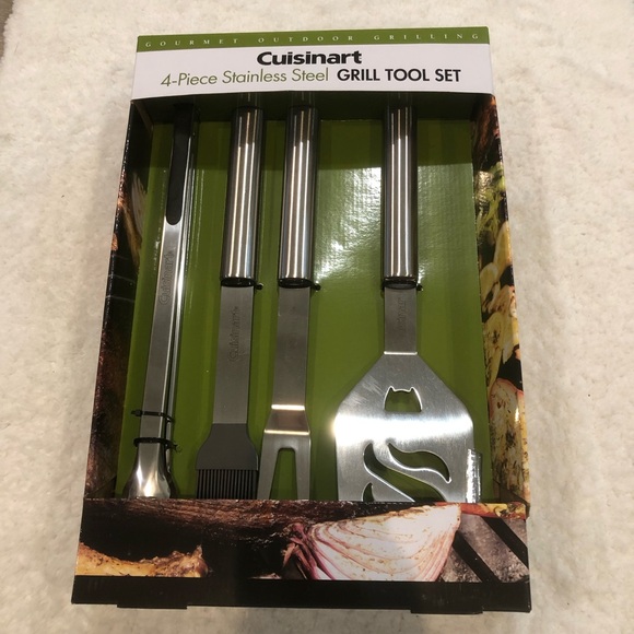 NEW Cuisinart 4-Piece Stainless Steel Grill Tool Set Gourmet Outdoor Grilling - Picture 3 of 11